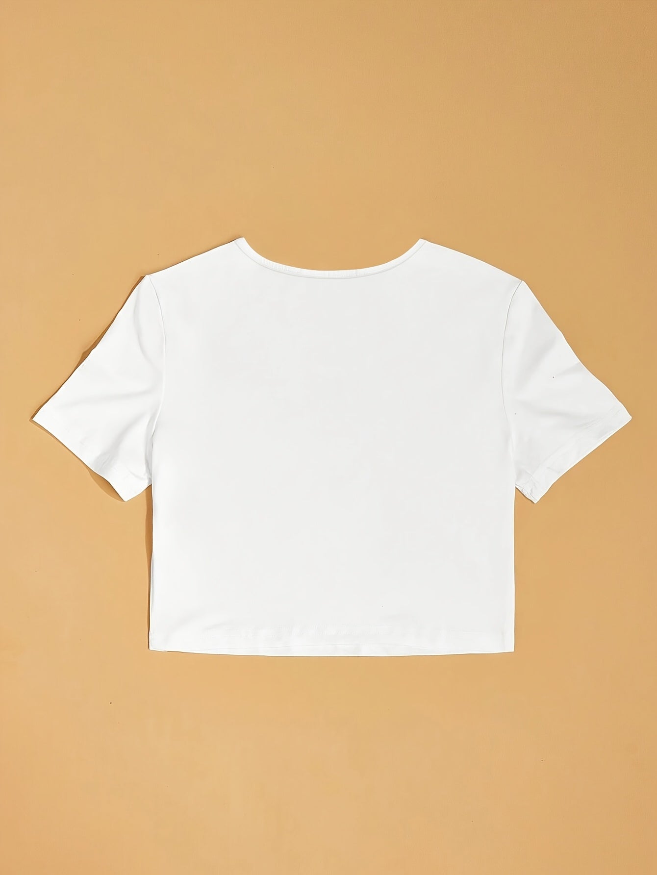 Women's Summer Short Sleeve Lip Print Round Neck Crop T-Shirt